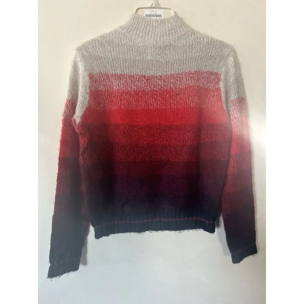 $60 NWT American Eagle Mock Neck Sweater Ombre Colorblock Cream Red Navy Size S - Picture 6 of 7